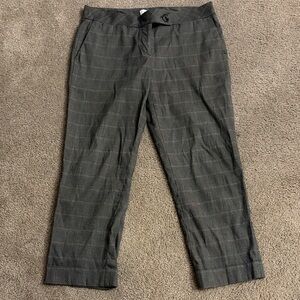 LOFT Women's Gray Checkered Cropped Pants